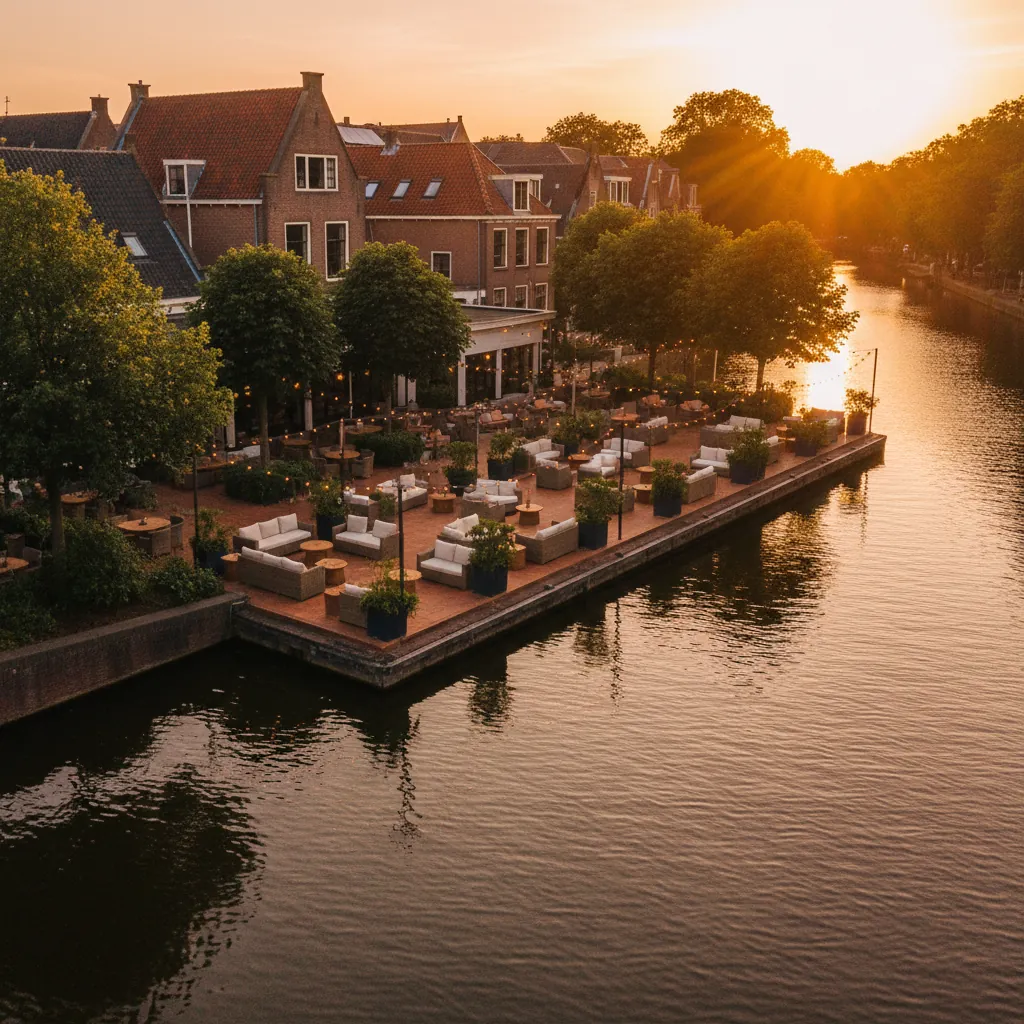 Het terras van De Kade aan het water